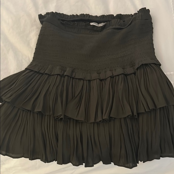 Green Bubble Mini Skirt with Ruffled Tiers - Picture 1 of 2